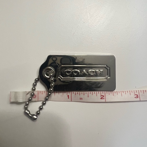 2.25" COACH VINTAGE Silver Nickel Metal Fob Double-Sided Hangtag Charm Keychain - Picture 2 of 11